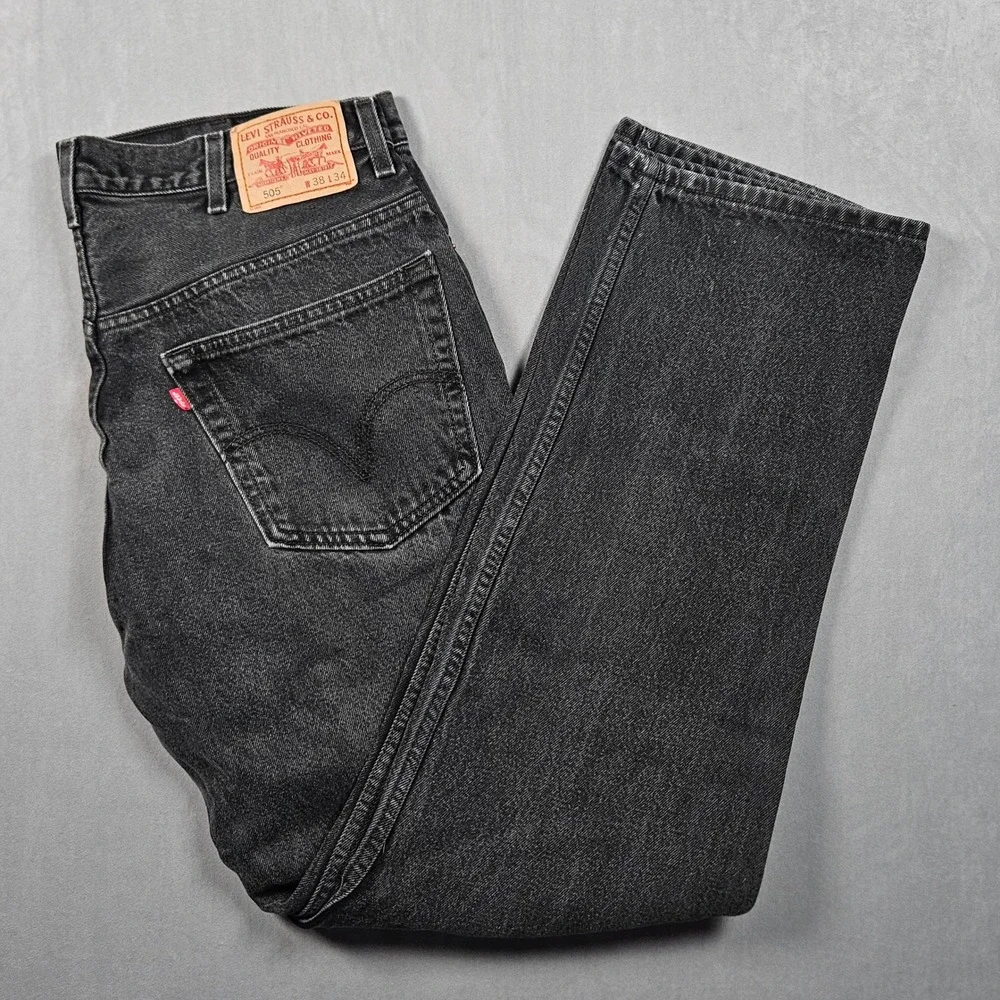 Vintage Levi's 505 Regular Fit Jeans‎ Mens 38x34 (Actual 36x33) Black Denim Y2K